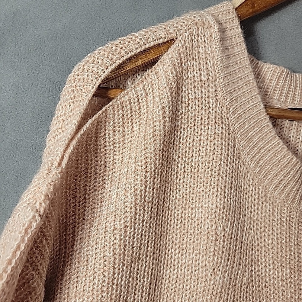 CABLE & GAUGE PINK Sweater Womens 1x Cold Shoulder Knit - Picture 3 of 12